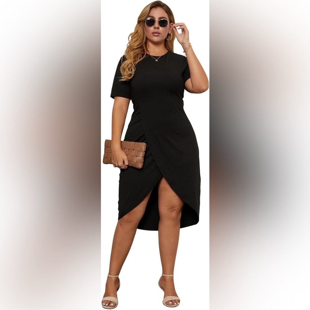 Short sleeve bodycon midi dress wrap - Picture 7 of 7